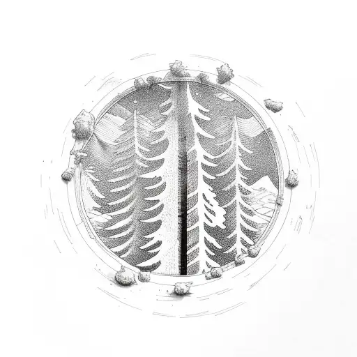 Aesthetic Half Circle With Redwood Tree