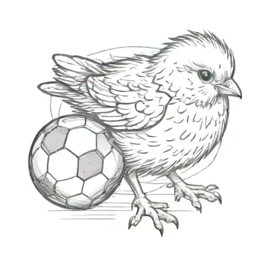 A Little Chick With A Soccer Ball