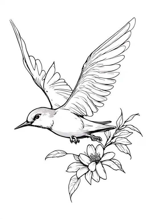Flower Bird Flying