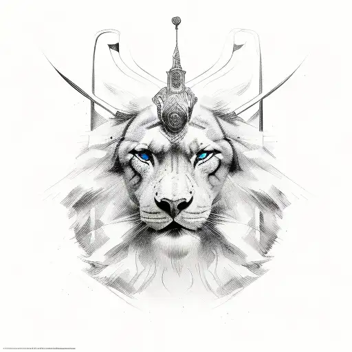 Dacian Face Whit Nordic Simbols And Lines