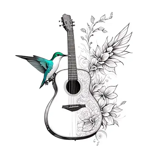 Humming Bird And Acoustic Guitar
