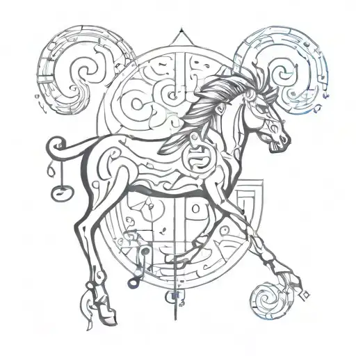 Combine The Aries Sign With Musical Notes In A Unique And Abstract Design