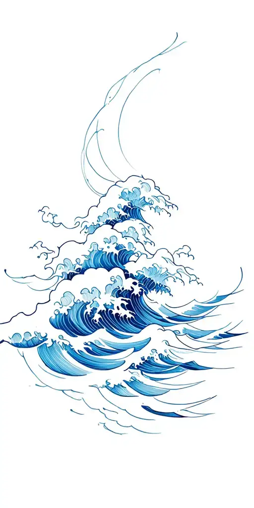 Japanes Blue Waves Flowing Lines
