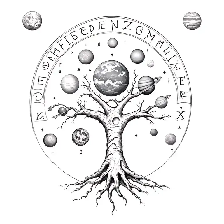 Tree Of Life Comprising The Letters The Solar System