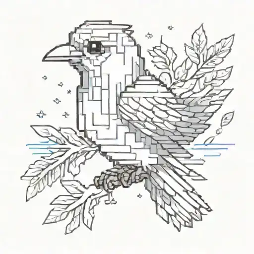 A Pixel Art Design Of A Kolibrie Bird In The Style Of Classic Video Game Sprites