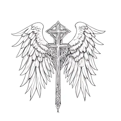 Angel Wings Similar To Hawk With Cross