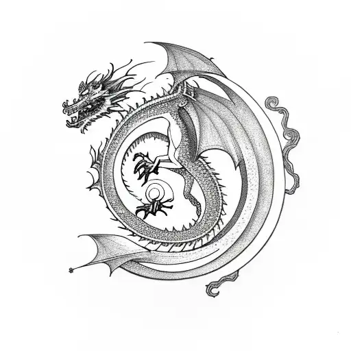 Dragon With Moon Behind