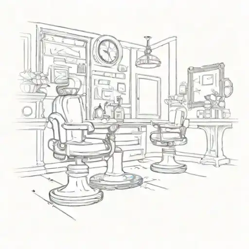 A Vintage Barber Shop Scene With A Poker Table In The Background