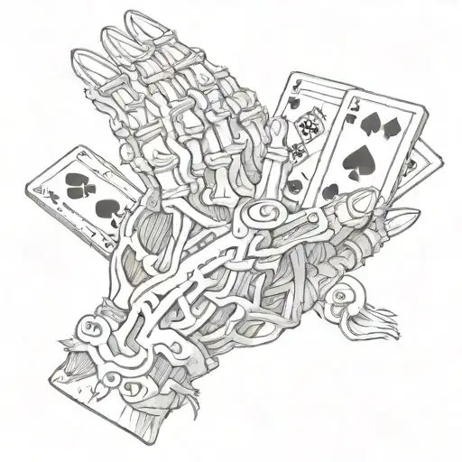 A Skeleton Hand Holding Playing Cards