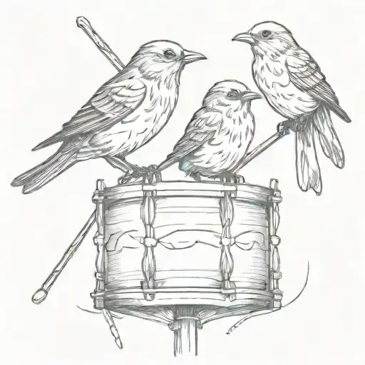 3 Little Birds On A Drum Sticks