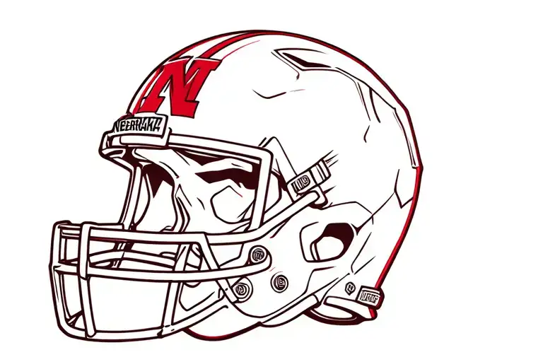 Nebraska Football Skull Helmet Red