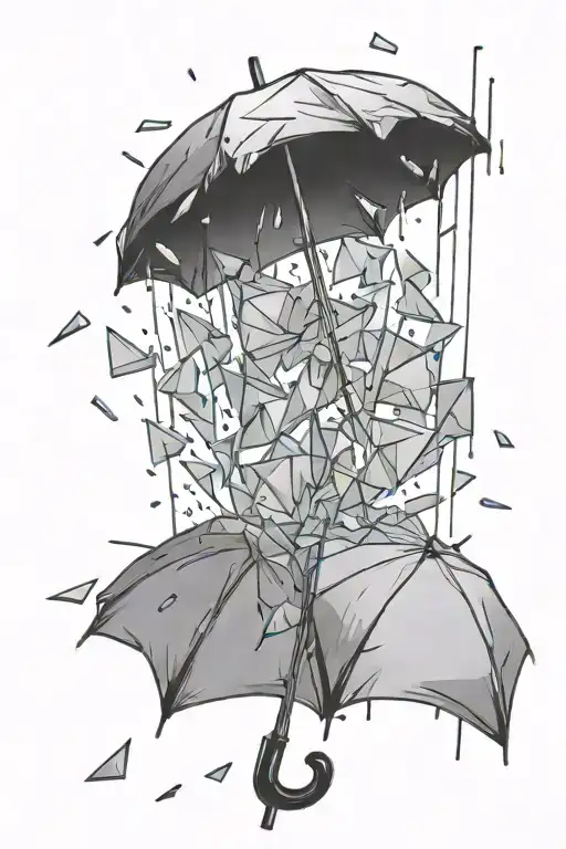 Broken Glass Falling On Umbrella