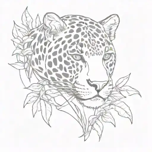 Cyberpunk Jaguar With Birds And Plants