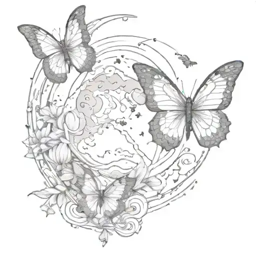 Moon And One Butterfly