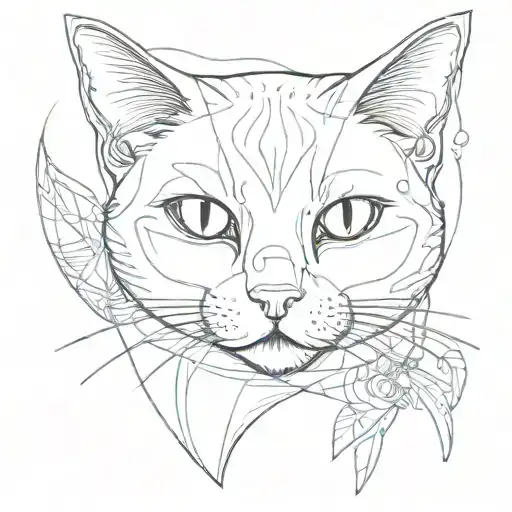 A Playful And Whimsical Tattoo Of A Cat With A Mischievous Expression And A Suggestive Pose