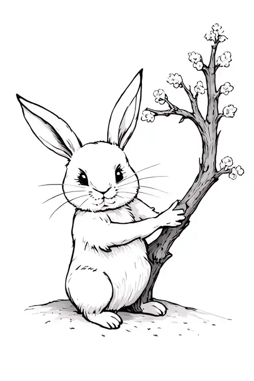 A Bunny Holding Out A Tree Branch