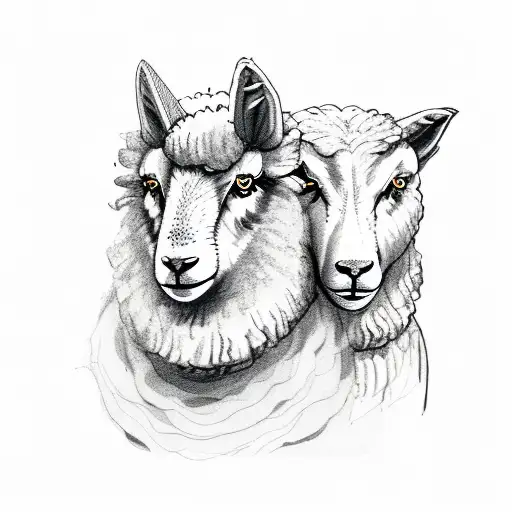 Sheep With An Wolf