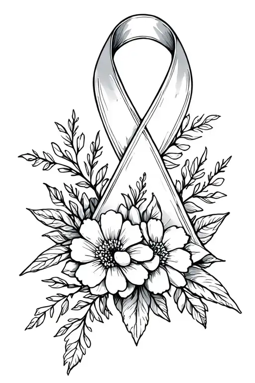 Cancer Ribbon Made Of Flowers