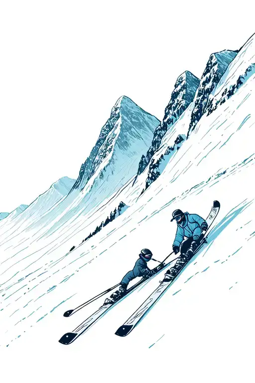 Ski's Left In The Snow With Mountains In The Background