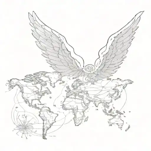 A World Map With Angel Wings