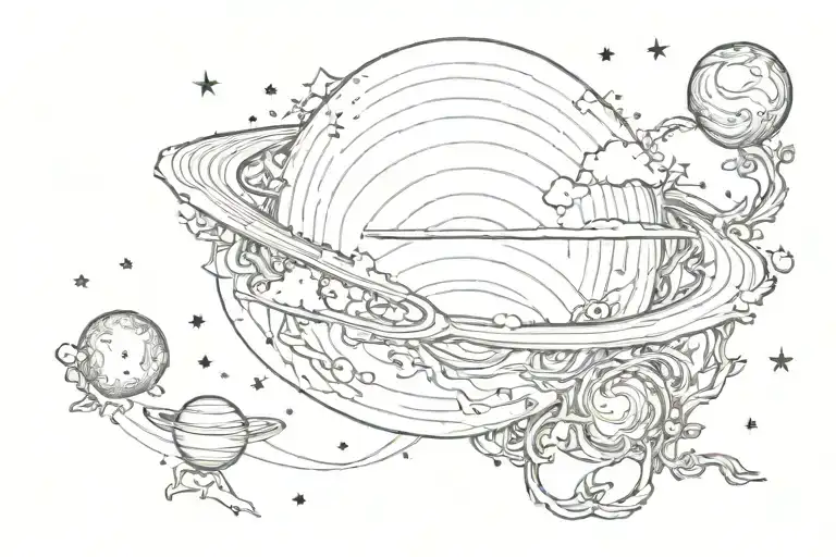 Saturn Moon Vines Stars All In One Hand