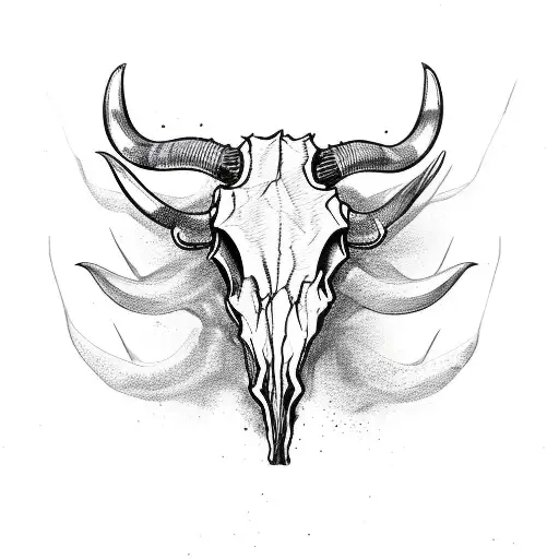 Fine Line Longhorn Bull Skull
