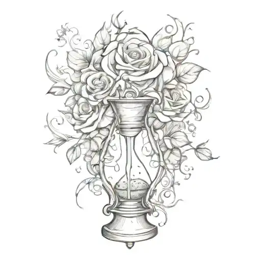 Hourglass Smoke Forming The Shape Cross Wrapped Roses