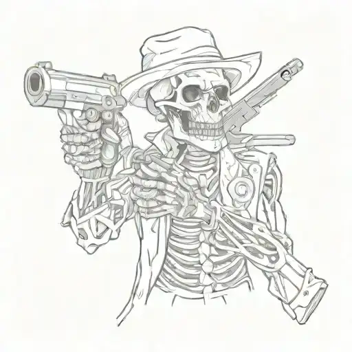 Skeleton With Gun In Mouth