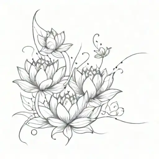 Abstract Design Of Lotus Flowers And Fish Hooks With Hidden Triangles Symbolizing Family Bonds