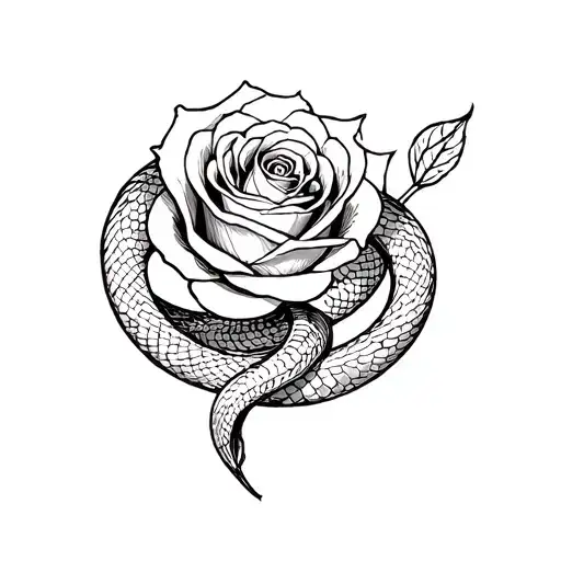Rose With Snake Wrapped Round