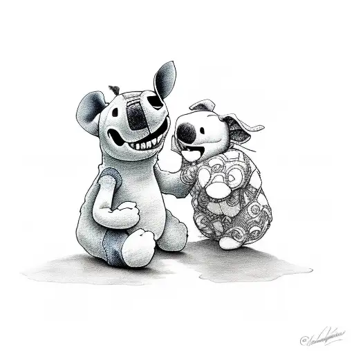 Stitch Cuddling A Teddy Bear