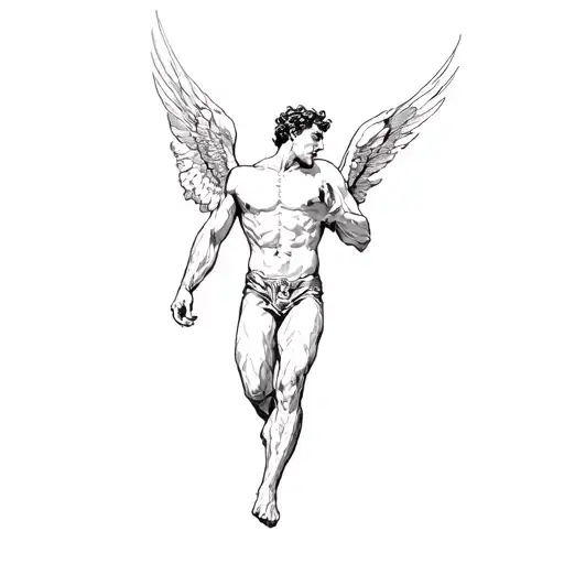 Muscular Man Falling Icarus