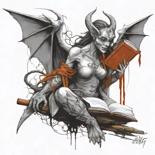 Female Gargoyle Warrior With A Book
