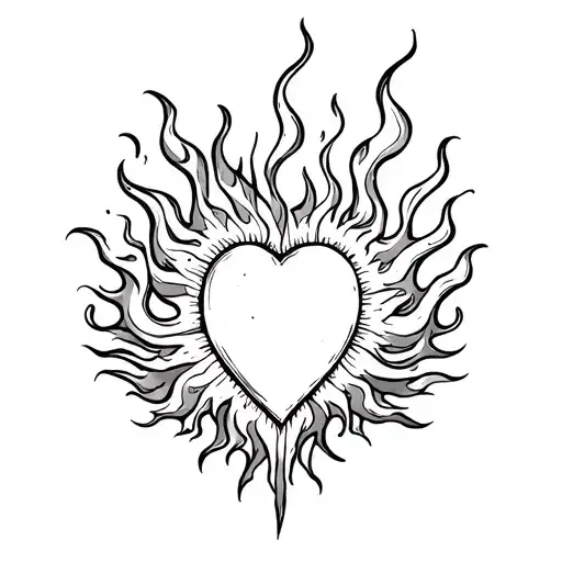 Fiery Sun Flames Heart