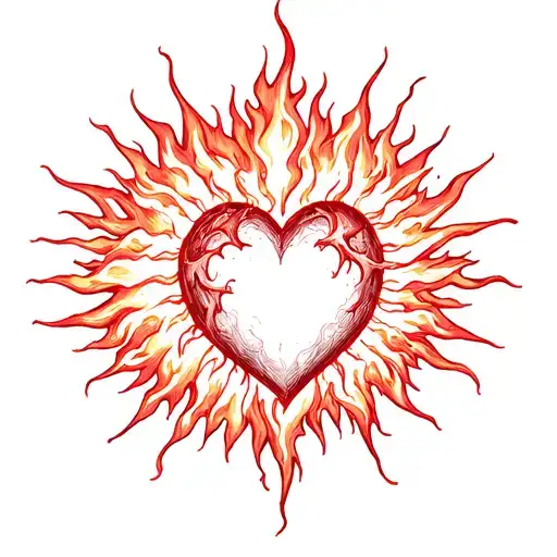 Fiery Sun Flames Heart