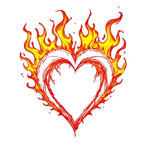 Fiery Sun Flames Heart