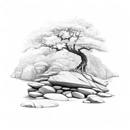 Stairway Tree On Rocks