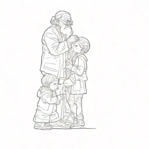 An Old Man And Two Children