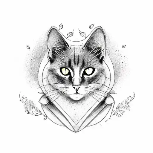 Black Cat On The Red Tree