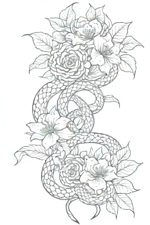 Birth Flowers Intertwined With Snake Wrapped