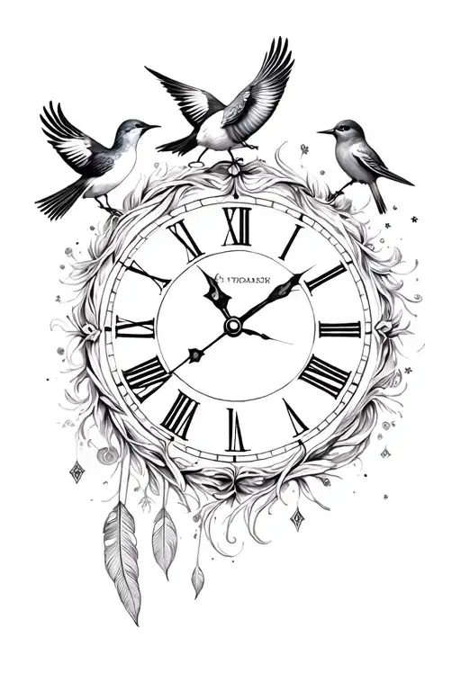 Clock Feather Children Birds
