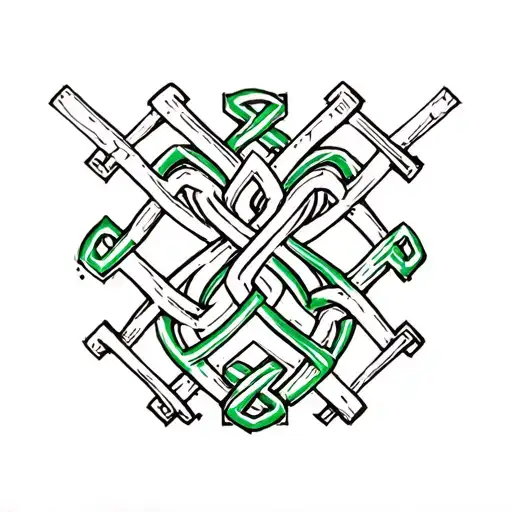 A Celtic Knot Design With The Greenock Morton Colors And A Baseball Diamond Motif