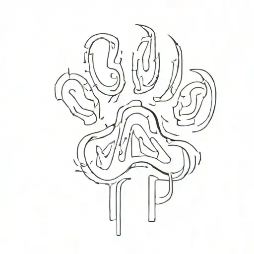 Black Dog Pawprint With White Letters Mm In The Middle