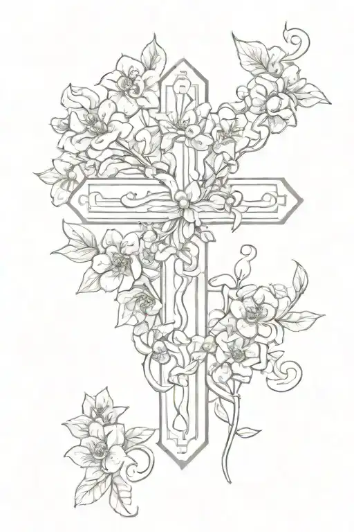 A Cross With The Birth Flowers Of May January And August