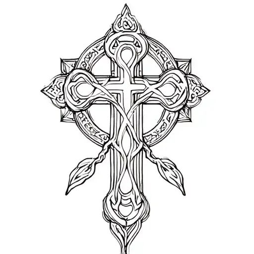 Christian Cross And Triskelion