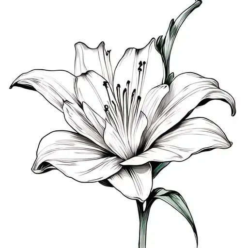Lily Flower And With Lines