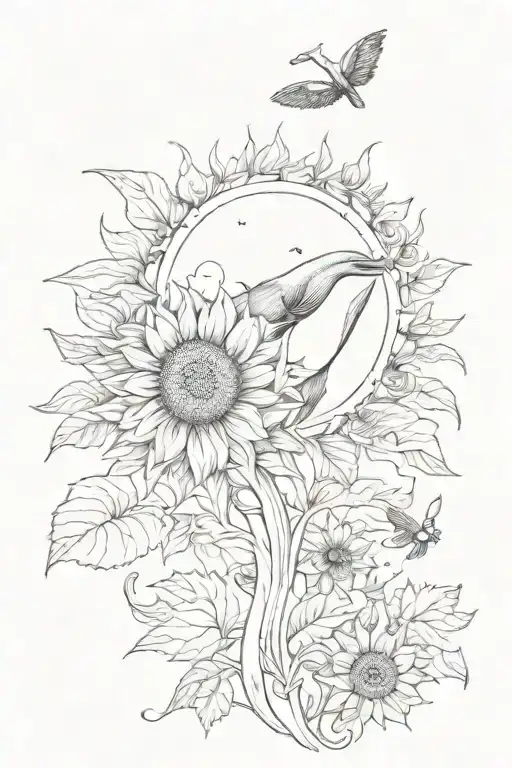 Semi Colon Whale Sunflower Field