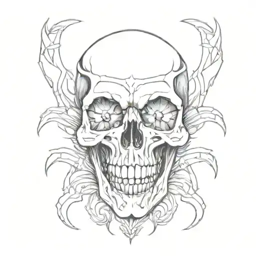 Incorporate Elements Of Black Metal And Gothic Style In A Skull