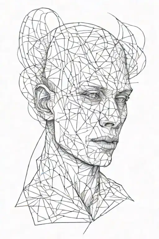 A Surreal Scary Portrait With Lines Turning Into A Pattern