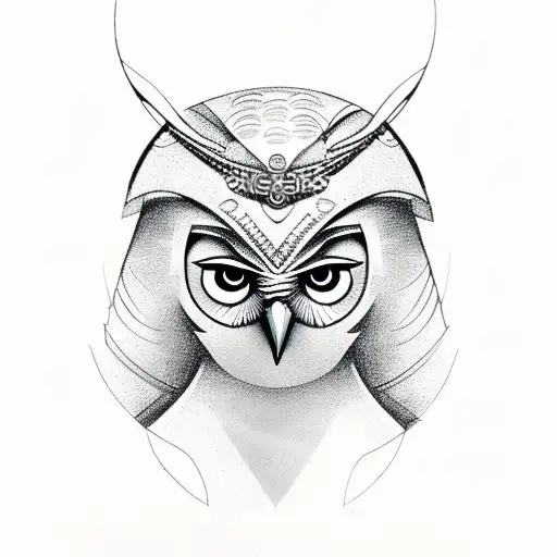 Face Sketch Of Greek Goddess Athena With An Owl